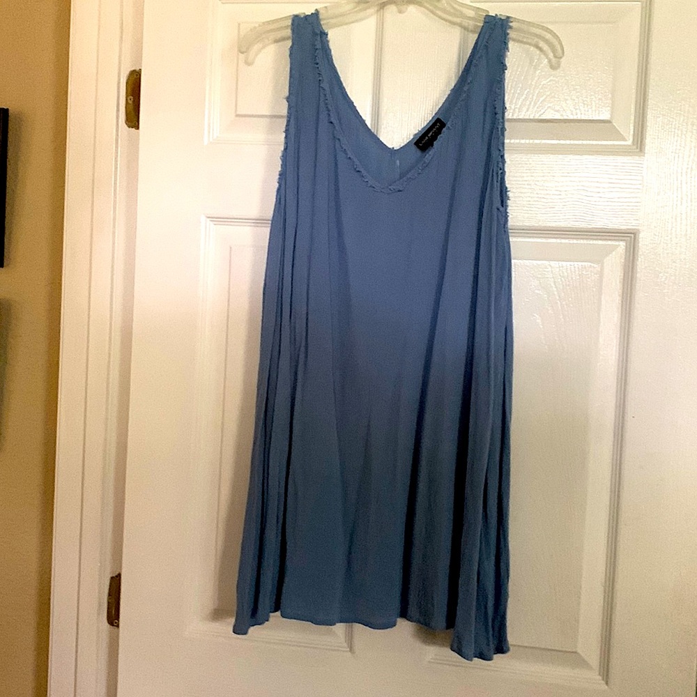 Crinkle Cotton tank top in periwinkle/light blue from Lane Bryant.